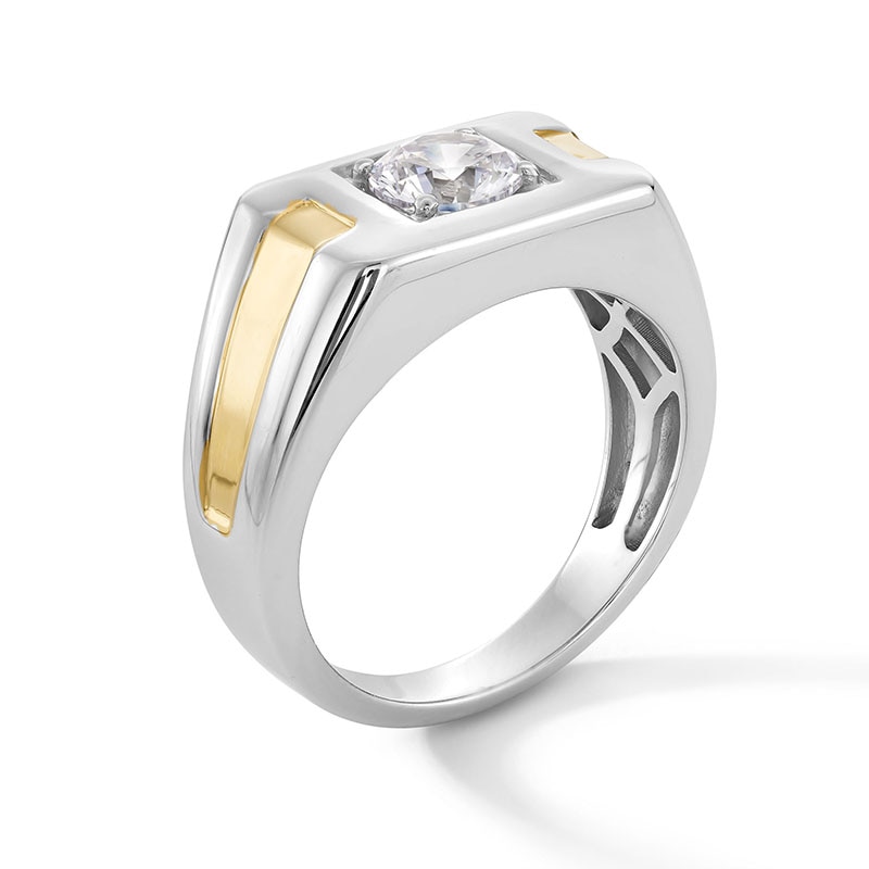 Previously Owned - 1.00 CT. Certified Lab-Grown Diamond Solitaire Signet Ring in Sterling Silver and 14K Gold Plate (F/SI2)