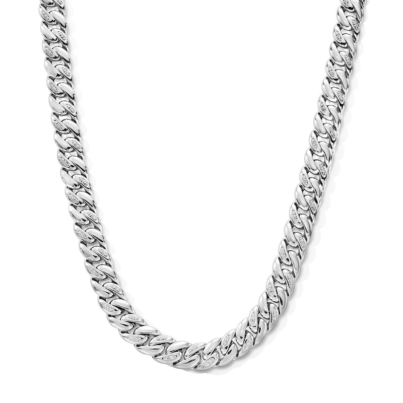 Previously Owned - 1.00 CT. T.W. Certified Lab-Grown Diamond Cuban Curb Chain Necklace in Solid Sterling Silver (F/SI2) - 20"