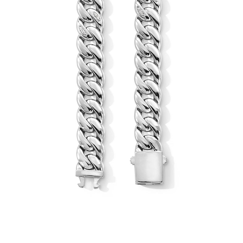 Previously Owned - 1.00 CT. T.W. Certified Lab-Grown Diamond Cuban Curb Chain Necklace in Solid Sterling Silver (F/SI2) - 20"