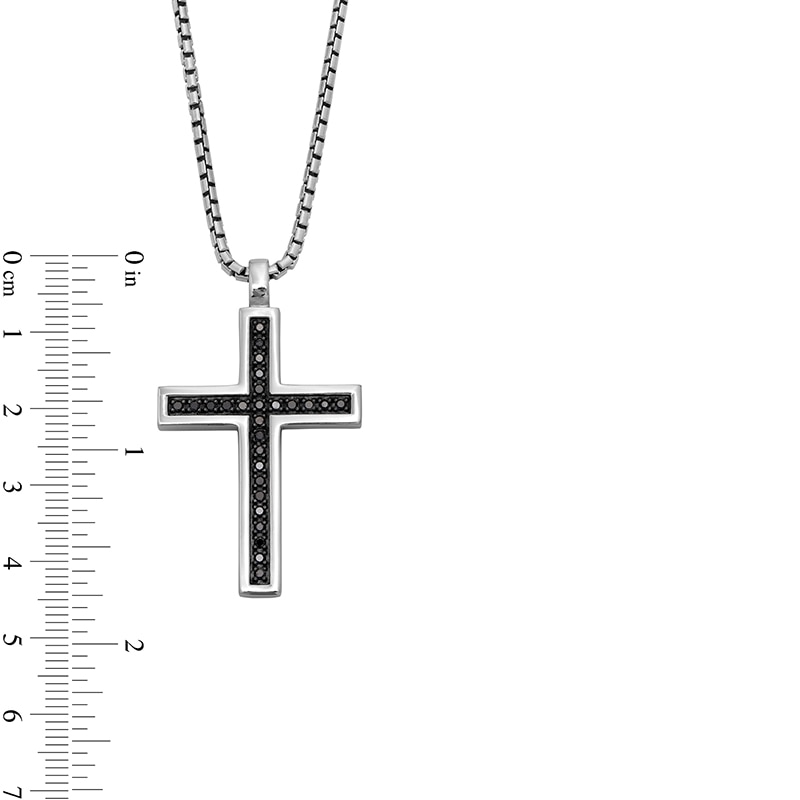 Previously Owned - Vera Wang Men 0.95 CT. T.W. Black Diamond Cross Pendant in Sterling Silver and Black Ruthenium - 22"