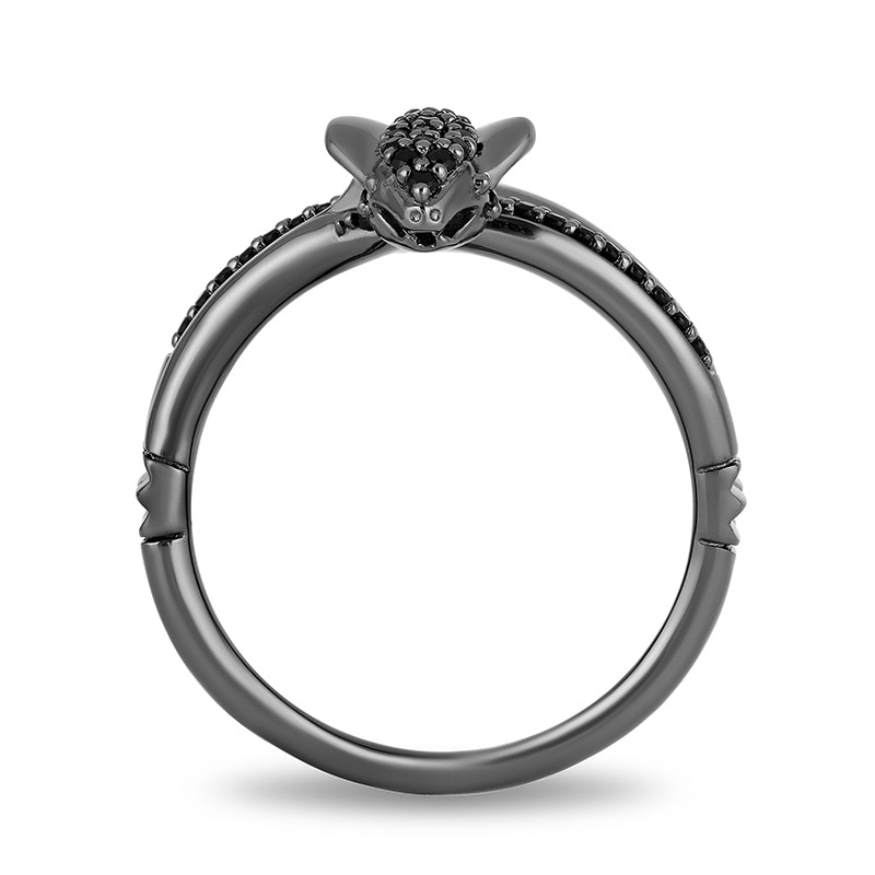 Previously Owned - Enchanted Disney Villains Jafar 0.20 CT. T.W. Black Diamond Snake Ring in Sterling Silver with Black Rhodium - Size 7