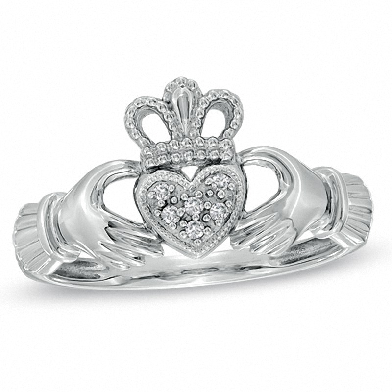 Previously Owned - Heart-Shaped Multi-Diamond Accent Claddagh Ring in 10K Gold
