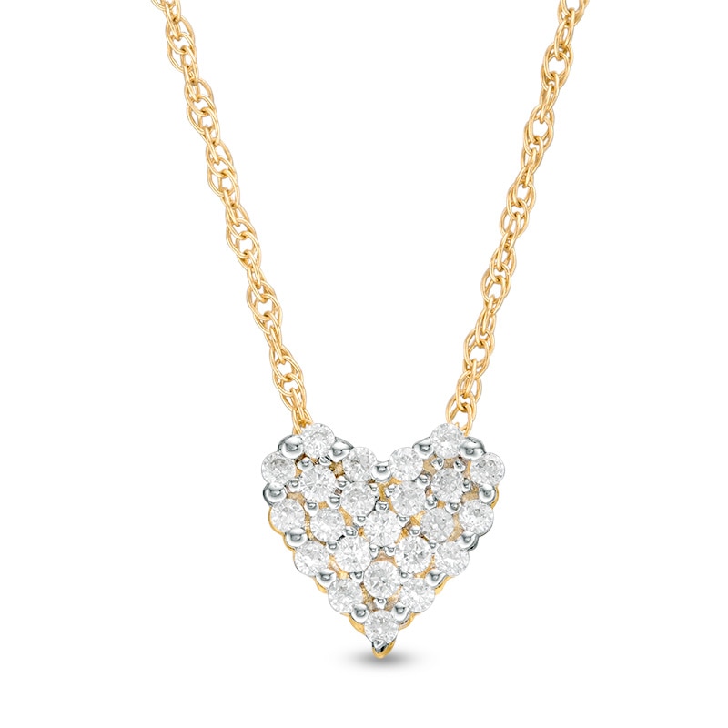 Previously Owned - 0.10 CT. T.W. Multi-Diamond Heart Pendant in 10K Gold