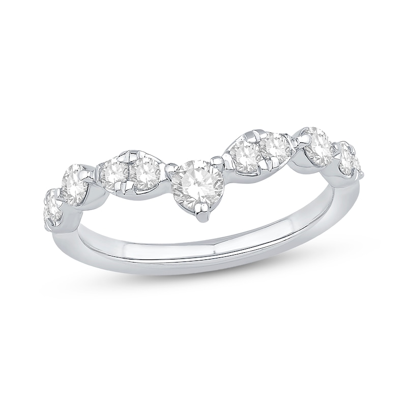 Previously Owned - 0.58 CT. T.W. Diamond Contour Band in 14K White Gold