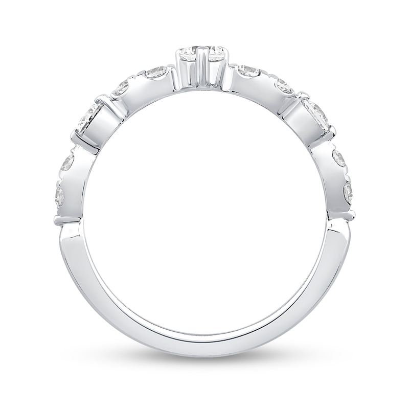 Previously Owned - 0.58 CT. T.W. Diamond Contour Band in 14K White Gold