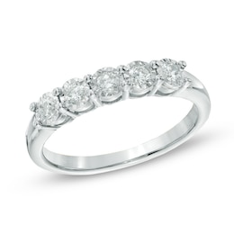 Previously Owned - 0.25 CT. T.W. Diamond Five Stone Band in 10K White Gold