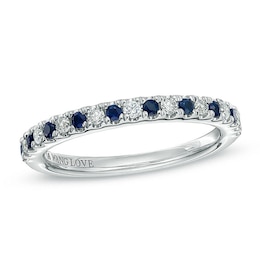 Previously Owned - Vera Wang Love Collection 0.12 CT. T.W. Diamond and Blue Sapphire Band in 14K White Gold
