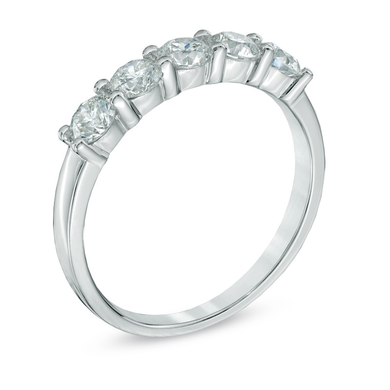 Previously Owned - 1.00 CT. T.W. Canadian Certified Diamond Five Stone Band in 14K White Gold (I/I3)