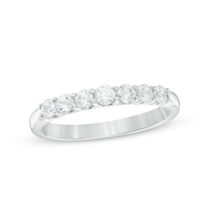 Previously Owned - Canadian Ideal 0.50 CT. T.W. Certified Diamond Seven Stone Band in 14K White Gold (I/I1)