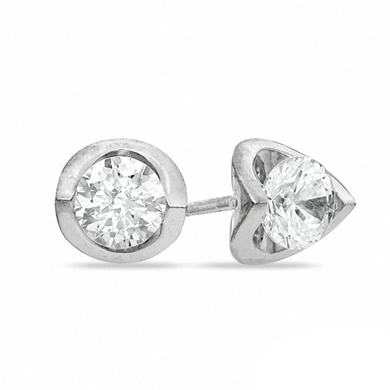 Previously Owned - 0.20 CT. T.W. Canadian Certified Diamond Tension-Set Earrings in 14K White Gold (I/I2)