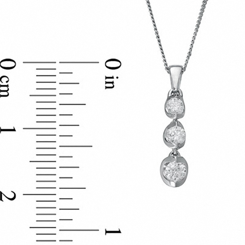 Previously Owned - 0.25 CT. T.W. Certified Canadian Diamond Three Stone Pendant in 14K White Gold (I/I2) - 17''
