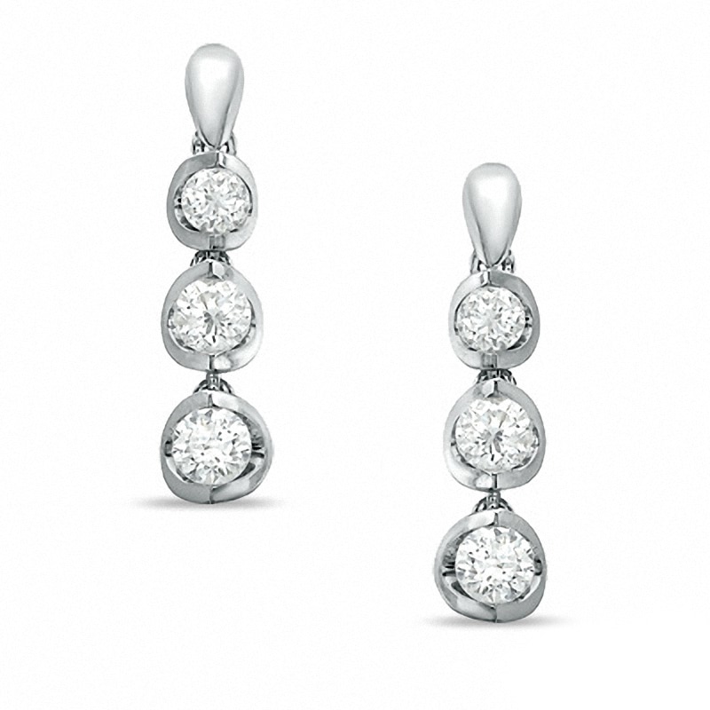 Previously Owned - 1.00 CT. T.W. Canadian Certified Diamond Dangle Earrings in 14K White Gold