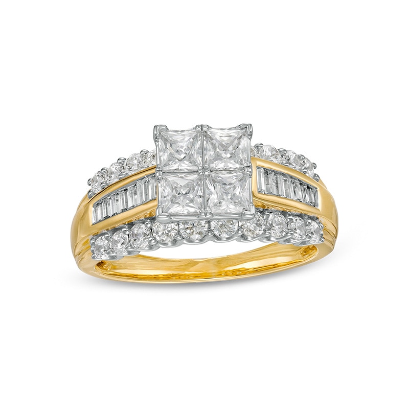 Previously Owned - 1.95 CT. T.W. Quad Princess-Cut Diamond Engagement Ring in 14K Gold