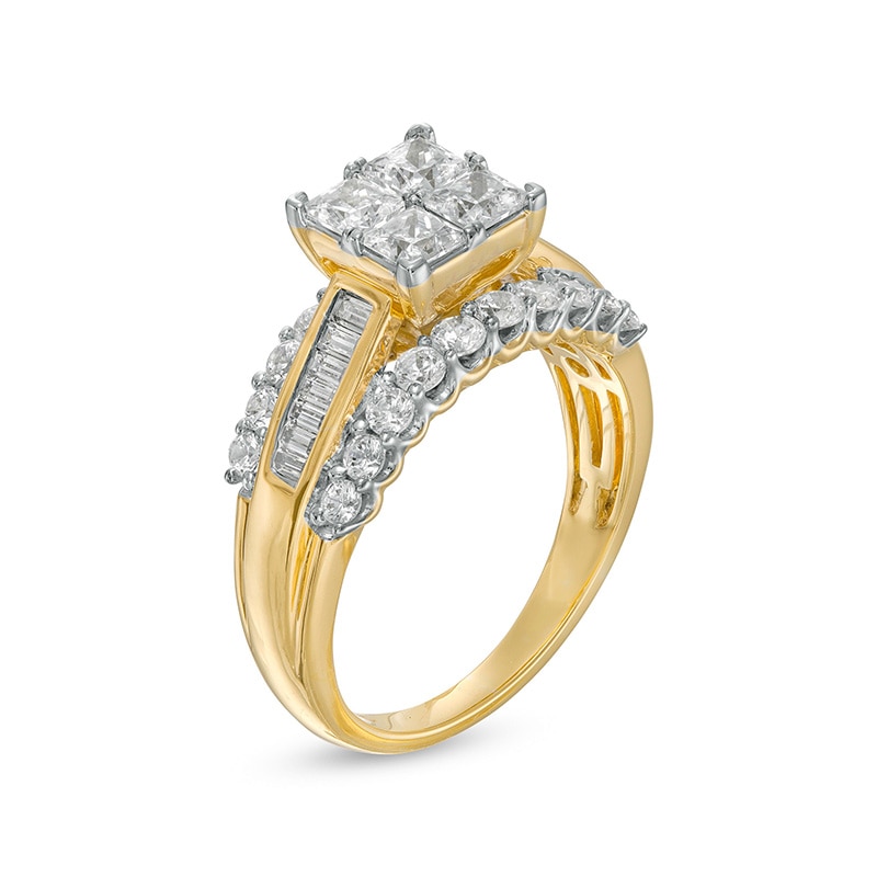 Previously Owned - 1.95 CT. T.W. Quad Princess-Cut Diamond Engagement Ring in 14K Gold