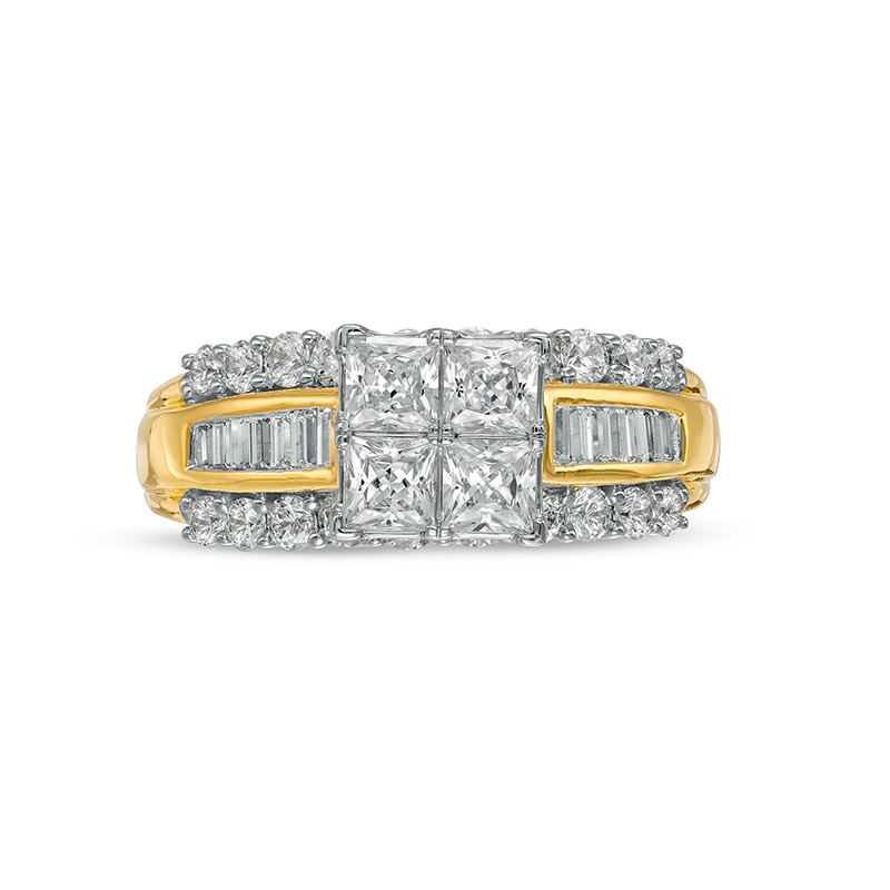 Previously Owned - 1.95 CT. T.W. Quad Princess-Cut Diamond Engagement Ring in 14K Gold