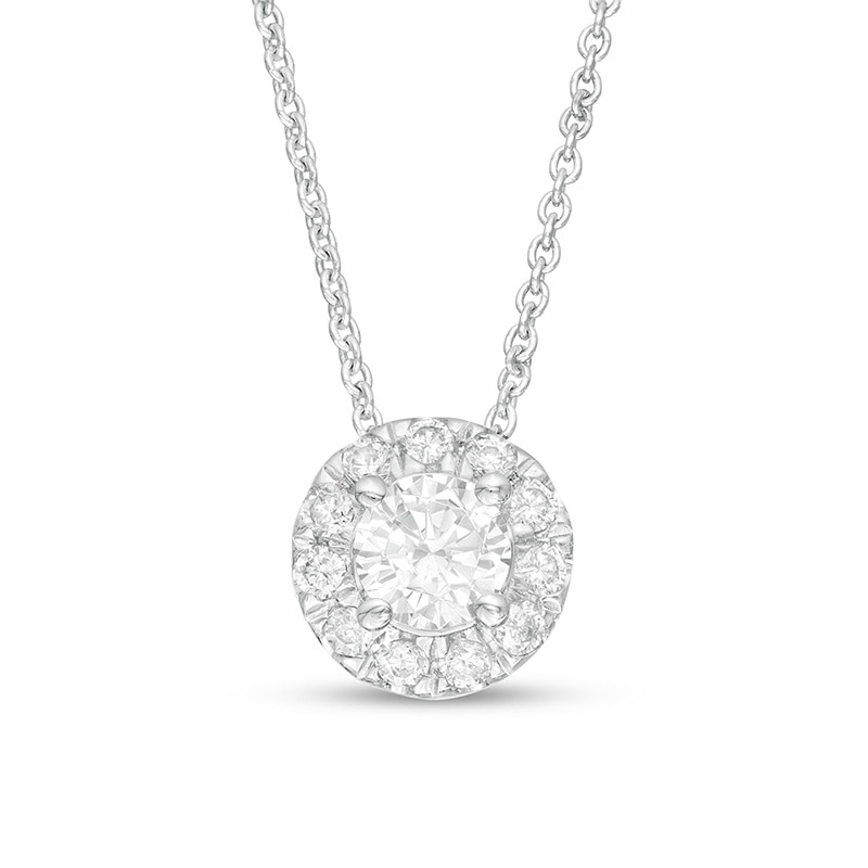 Previously Owned - 0.50 CT. T.W. Certified Lab-Grown Diamond Frame Pendant in 14K White Gold (F/SI2)