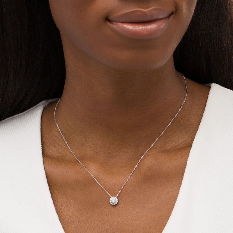 Previously Owned - 0.50 CT. T.W. Certified Lab-Grown Diamond Frame Pendant in 14K White Gold (F/SI2)