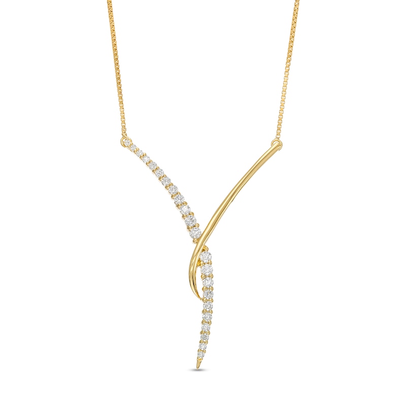 Previously Owned - 0.33 CT. T.W. Certified Lab-Grown Journey Diamond "Y" Necklace in 14K Gold (F/SI2)