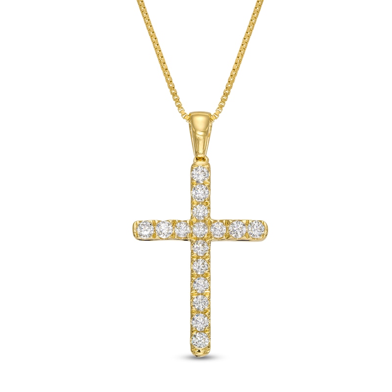 Previously Owned - 0.45 CT. T.W. Certified Lab-Grown Diamond Cross Pendant in 14K Gold (F/SI2)