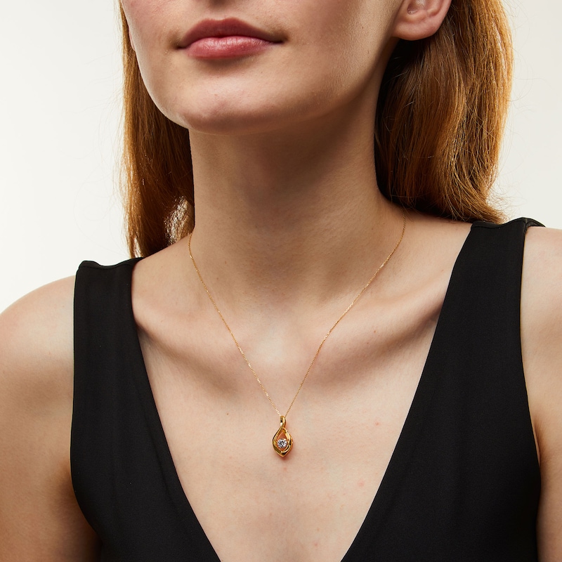 Previously Owned - Unstoppable Love™ 0.50 CT. Certified Lab-Grown Diamond Solitaire Infinity Drop Pendant in 10K Gold (F/SI2)