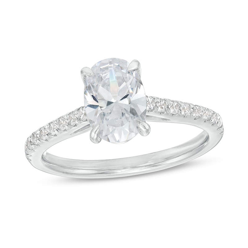 Previously Owned - 1.75 CT. T.W. Oval Certified Lab-Grown Diamond Engagement Ring in 14K White Gold (F/SI2)