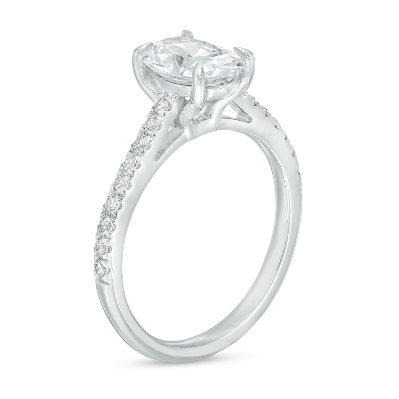 Previously Owned - 1.75 CT. T.W. Oval Certified Lab-Grown Diamond Engagement Ring in 14K White Gold (F/SI2)