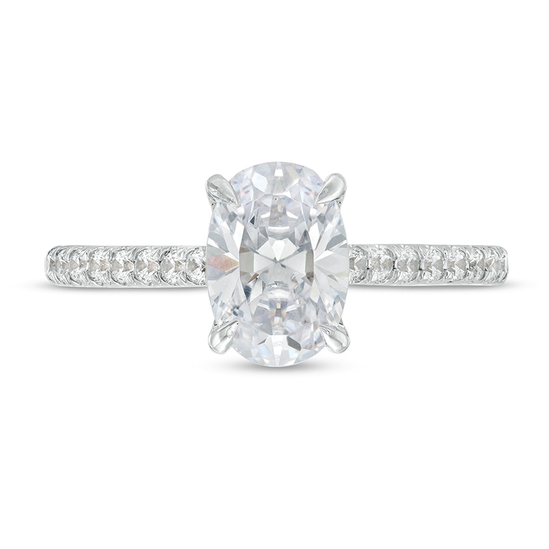 Previously Owned - 1.75 CT. T.W. Oval Certified Lab-Grown Diamond Engagement Ring in 14K White Gold (F/SI2)