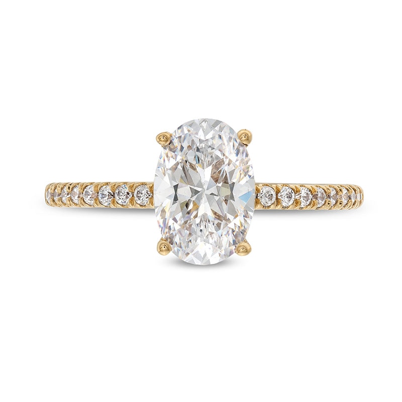 Previously Owned - 1.75 CT. T.W. Oval Certified Lab-Grown Diamond Engagement Ring in 14K Gold (F/VS2)