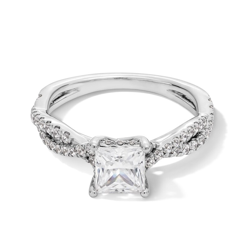 Previously Owned - 1.40 CT. T.W. Princess-Cut Certified Lab-Grown Diamond Twist Shank Engagement Ring in 14K White Gold (F/VS2)