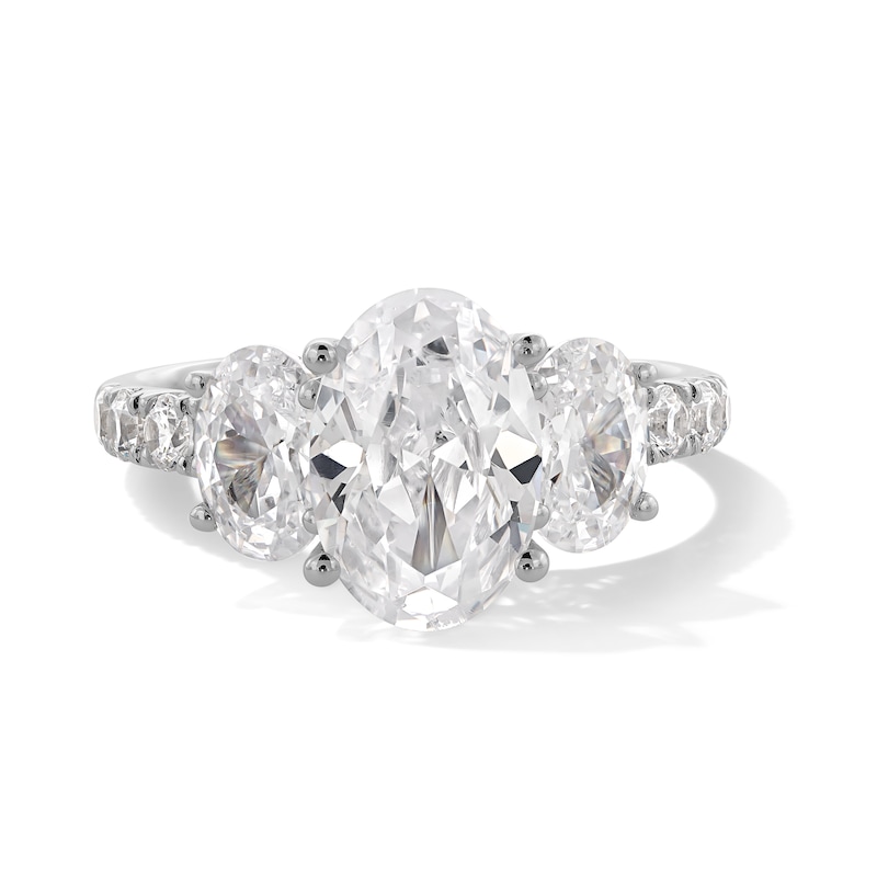Previously Owned - 3.50 CT. T.W. Oval Certified Lab-Grown Diamond Past Present Future® Engagement Ring in 14K White Gold (F/VS2)