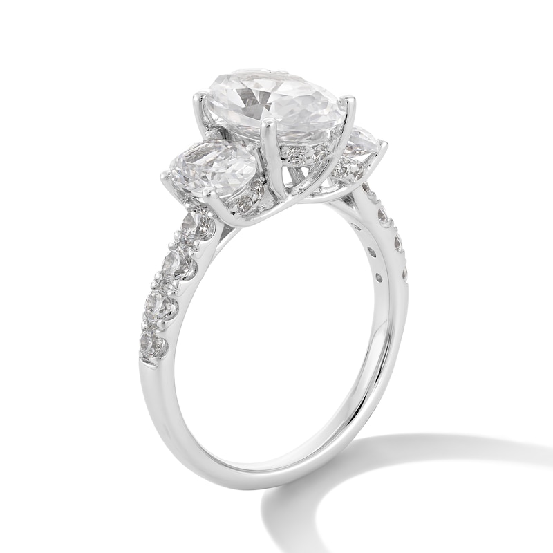 Previously Owned - 3.50 CT. T.W. Oval Certified Lab-Grown Diamond Past Present Future® Engagement Ring in 14K White Gold (F/VS2)