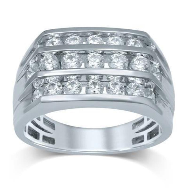 Previously Owned - 2.00 CT. T.W. Diamond Triple Row Ring in 10K White Gold