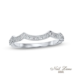 Previously Owned - Neil Lane Bridal® Collection 0.19 CT. T.W. Diamond Vintage-Style Contour Wedding Band in 14K White Gold