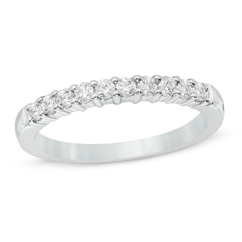 Previously Owned - 0.33 CT. T.W. Canadian Certified Diamond Ten Stone Anniversary Band in 14K White Gold (I/I2)