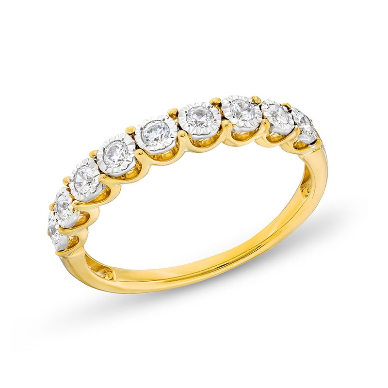 Previously Owned - 0.25 CT. T.W. Diamond Miracle Nine Stone Band in 10K Two-Tone Gold
