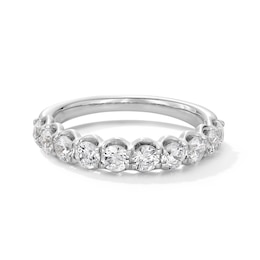 Previously Owned - 1.20 CT. T.W. Diamond Ten Stone Scallop Edge Anniversary Band in 10K White Gold