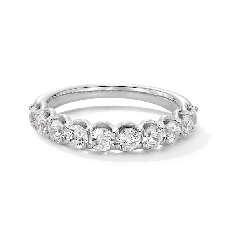 Previously Owned - 1.20 CT. T.W. Diamond Ten Stone Scallop Edge Anniversary Band in 10K White Gold