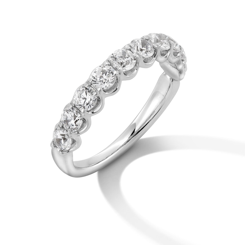 Previously Owned - 1.20 CT. T.W. Diamond Ten Stone Scallop Edge Anniversary Band in 10K White Gold