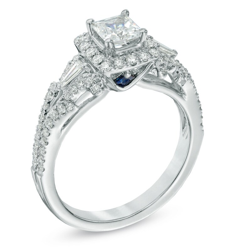 Previously Owned - Vera Wang Love Collection 0.95 CT. T.W. Princess-Cut Diamond Frame Engagement Ring in 14K White Gold