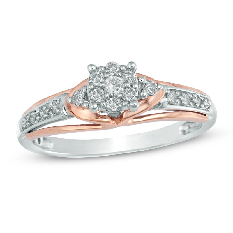 Previously Owned - 0.20 CT. T.W. Diamond Cluster Ring in 10K Two-Tone Gold