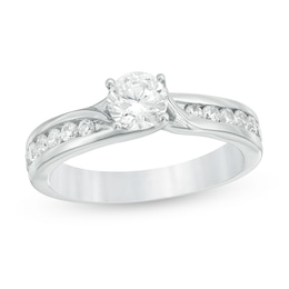Previously Owned - 1.00 CT. T.W. Diamond Past Present Future® Engagement Ring in 14K White Gold