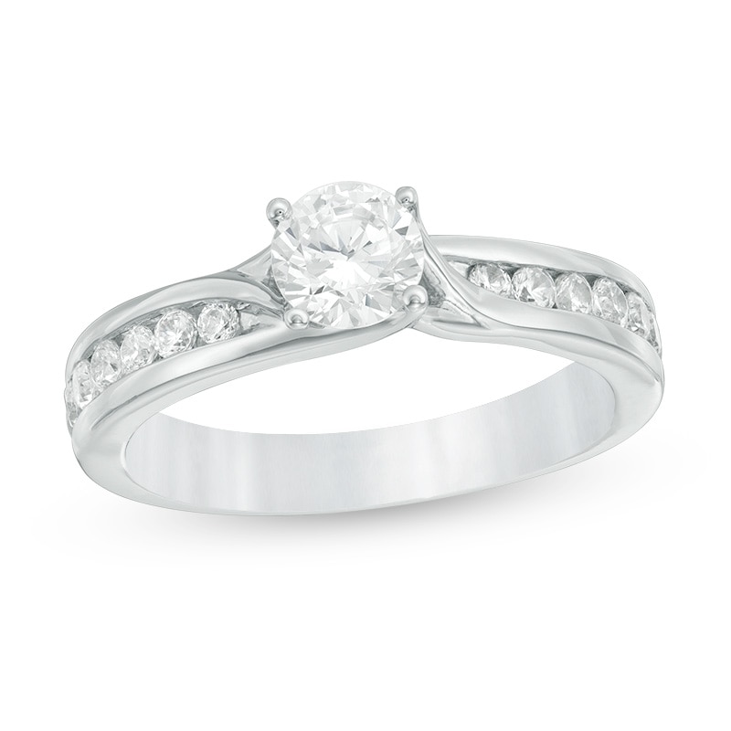 Previously Owned - 1.00 CT. T.W. Diamond Past Present Future® Engagement Ring in 14K White Gold