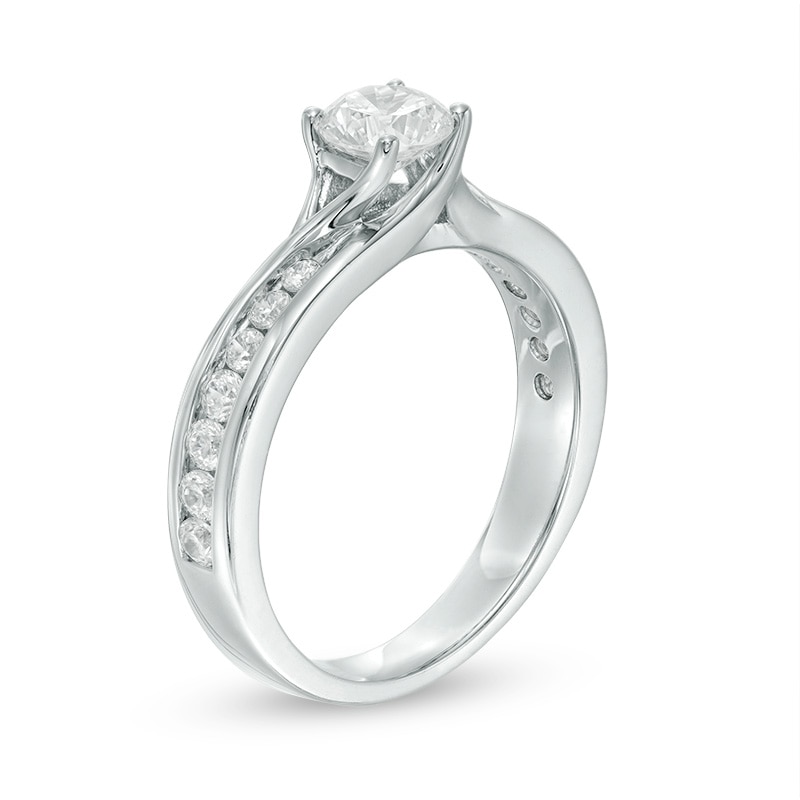 Previously Owned - 1.00 CT. T.W. Diamond Past Present Future® Engagement Ring in 14K White Gold
