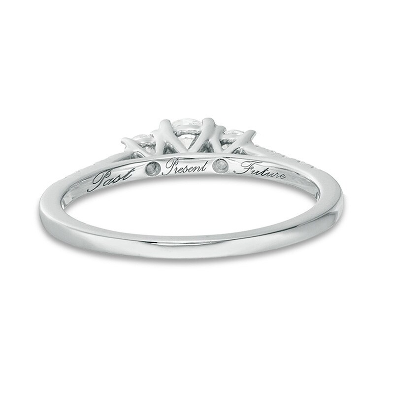 Previously Owned - 0.50 CT. T.W. Diamond Past Present Future® Engagement Ring in 10K White Gold