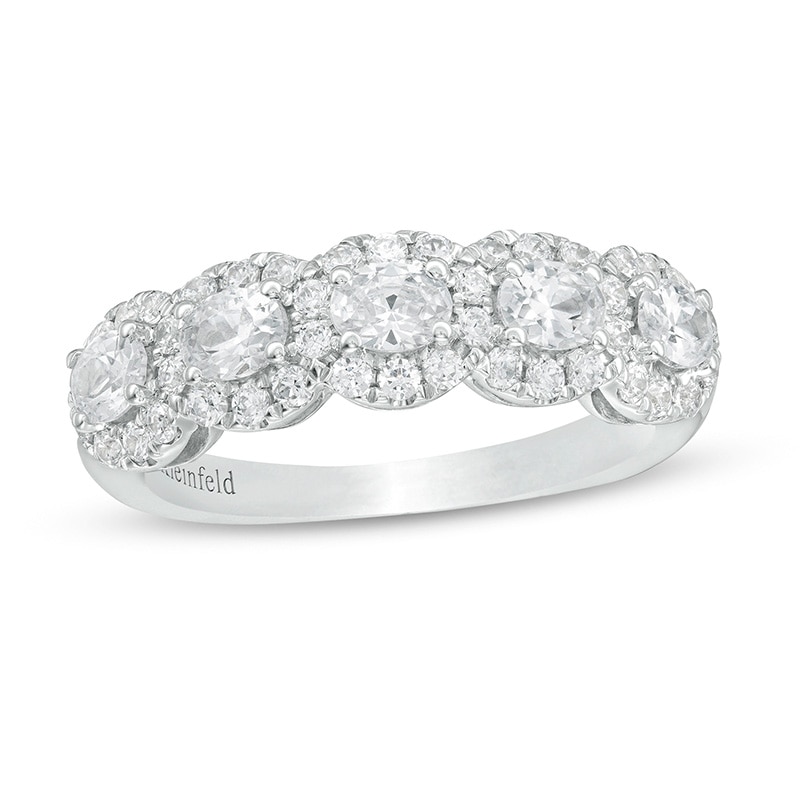 Previously Owned - Kleinfeld® 1.20 CT. T.W. Oval Diamond Frame Five Stone Ring in 14K White Gold