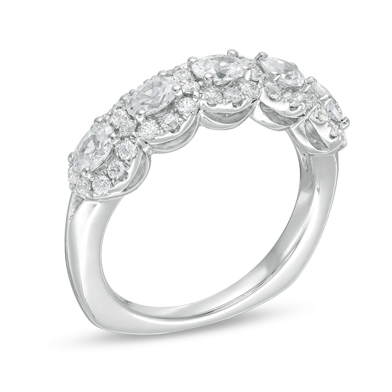 Previously Owned - Kleinfeld® 1.20 CT. T.W. Oval Diamond Frame Five Stone Ring in 14K White Gold