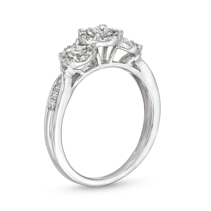 Previously Owned - 0.25 CT. T.W. Diamond Frame Miracle Past Present Future® Engagement Ring in 10K White Gold