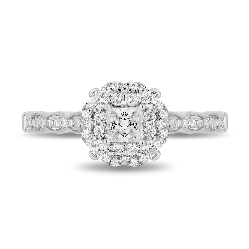 Previously Owned - Enchanted Disney Cinderella  0.69 CT. T.W. Multi-Diamond Framed Engagement Ring in 14K White Gold