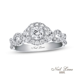Previously Owned - Neil Lane Bridal® Collection 0.98 CT. T.W. Diamond Frame Twist Shank Engagement Ring in 14K White Gold
