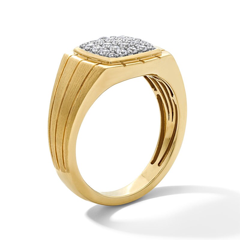 Previously Owned - 0.50 CT. T.W. Certified Lab-Grown Multi-Diamond Ring in Sterling Silver with 14K Yellow Gold Plate (F/SI2)
